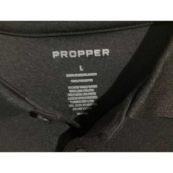 Proper Mens Polo Shirt Short Sleeve Black Size Large Performance Golf - Picture 3 of 3